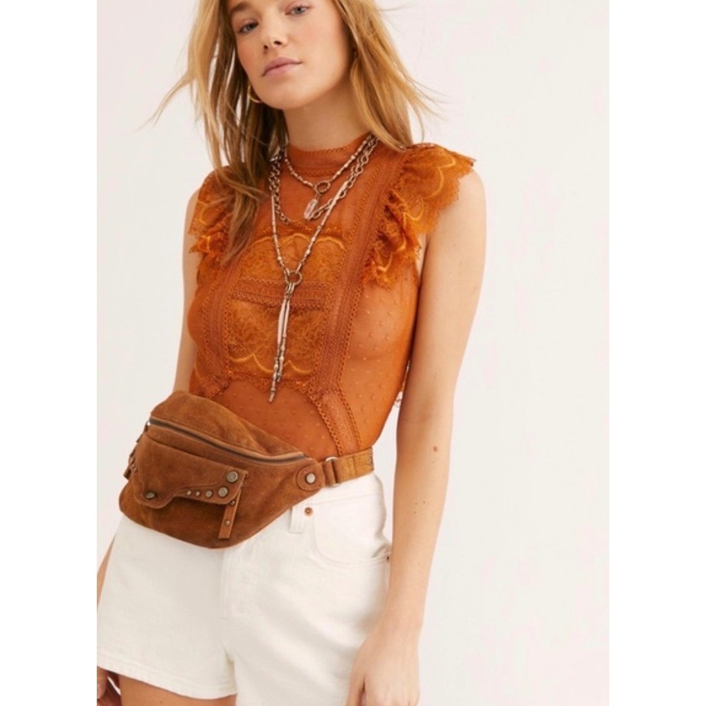 Free People Winnie Lace Swiss Dot Bodysuit High‎ Neck Size XS NWT